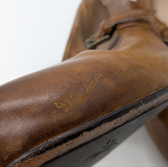 Frye Lois Brown Letter Block Heel 10 - Picture 7 of 13
